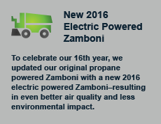 To celebrate our 16th year, we updated our original propane powered Zamboni with a new 2016 electric powered Zamboniresulting in even better air quality and less environmental impact.